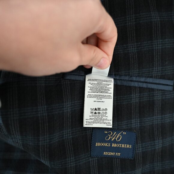 Brooks Brothers 346 Regent Fit Size 40R Blue Plaid - Picture 5 of 11